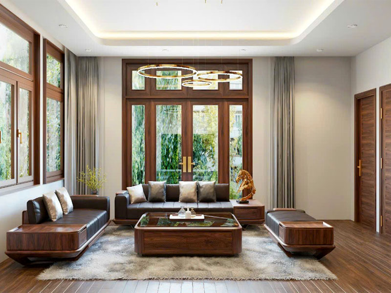 Bàn ghế sofa gỗ phòng khách hiện đại